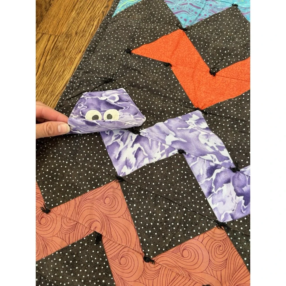 Vintage Handmade Patchwork Quilt Snake Pattern Boys Room‎ Double Sided 61